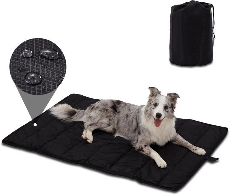 BDEUS Travel Dog Bed, Outdooor Camping Pet Mat, Portable Place Mat with Handle, Easy to Clean, Waterproof & Portable and Odor Resistant Pet Cooling Pad (X-Large 51" x 35", Black)