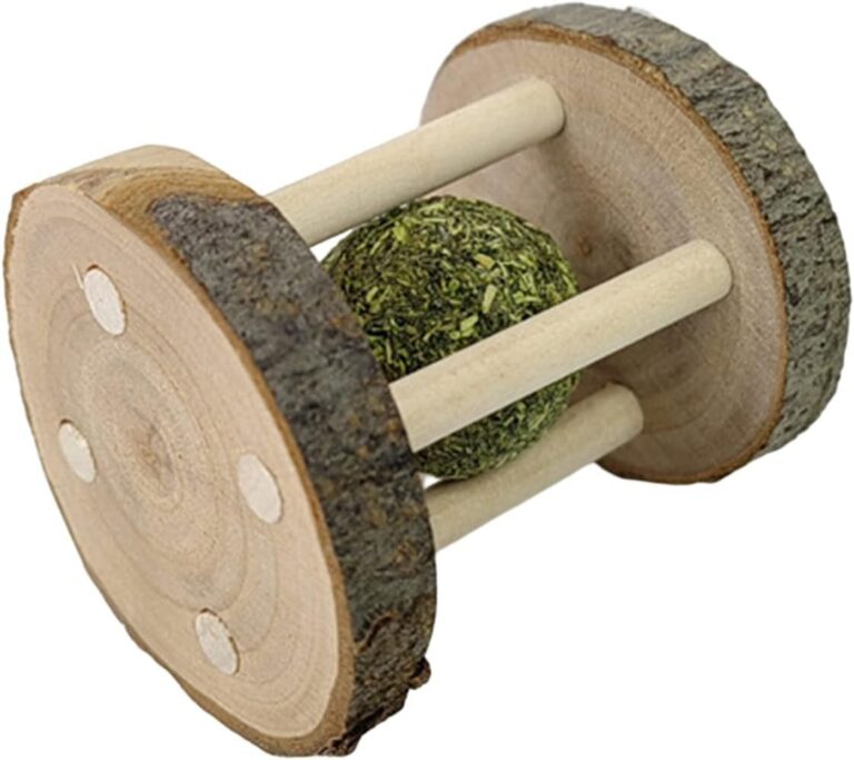 BWESOO Hamster Rabbit Chew Toy Natural Wooden Play Toy, Wood Teeth Grinding Toy with Bell for Parrot, Rabbit, Chinchilla, Guinea Pig, Hamster Small Animals Toys for Pet Supplies