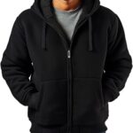 Sherpa Fleece Lined Hoodies for Men Full Zip Up Sweatshirt Jackets | Heavyweight, Full Zip Up, Thick Exceptional Warm Winter Coat, Adjustable Drawstring Hood, Softness, Ribbed Cuffs and Hemline