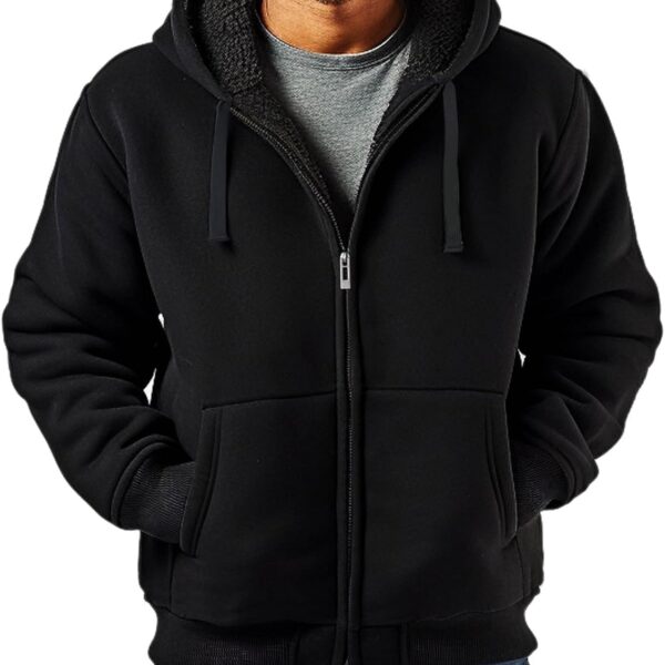 Sherpa Fleece Lined Hoodies for Men Full Zip Up Sweatshirt Jackets | Heavyweight, Full Zip Up, Thick Exceptional Warm Winter Coat, Adjustable Drawstring Hood, Softness, Ribbed Cuffs and Hemline