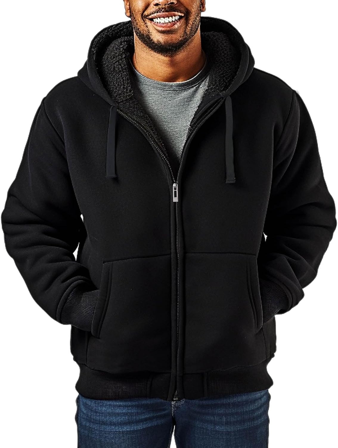 Sherpa Fleece Lined Hoodies for Men Full Zip Up Sweatshirt Jackets | Heavyweight, Full Zip Up, Thick Exceptional Warm Winter Coat, Adjustable Drawstring Hood, Softness, Ribbed Cuffs and Hemline Sherpa Fleece Lined Hoodies for Men Full Zip Up Sweatshirt Jackets | Heavyweight, Full Zip Up, Thick Exceptional Warm Winter Coat, Adjustable Drawstring Hood, Softness, Ribbed Cuffs and Hemline