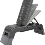 Power Systems Step Bench & Weight Bench | Aerobic Platform & Plyo Box for Cardio, Strength | Commercial Grade Full Body Home Gym Stepper | Adjustable Multifunctional Deck & Resistance Band Clips