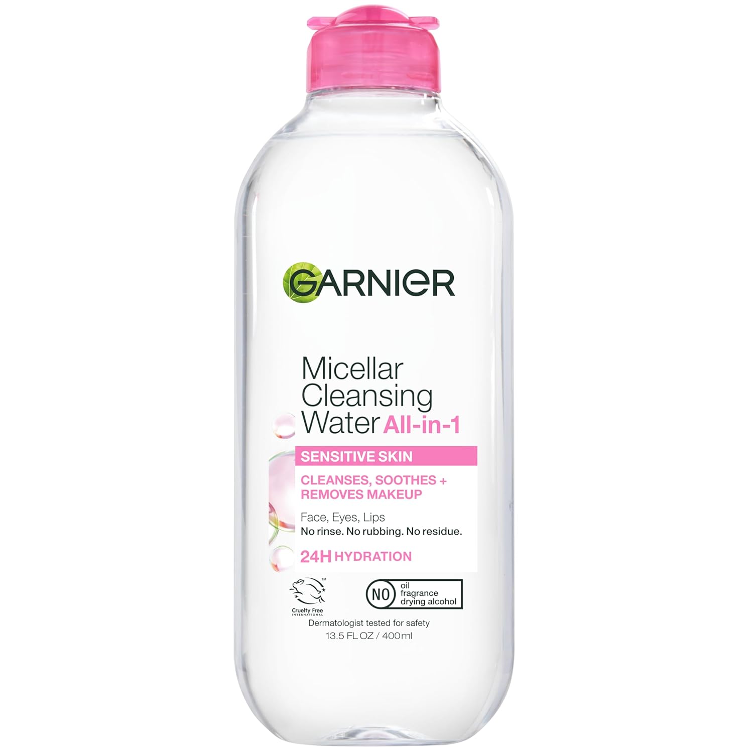 Garnier Micellar Water, Hydrating Facial Cleanser & Makeup Remover, Suitable for Sensitive Skin, Vegan, Cruelty Free, 13.5 Fl Oz (400mL), 1 Count Garnier Micellar Water, Hydrating Facial Cleanser & Makeup Remover, Suitable for Sensitive Skin, Vegan, Cruelty Free, 13.5 Fl Oz (400mL), 1 Count
