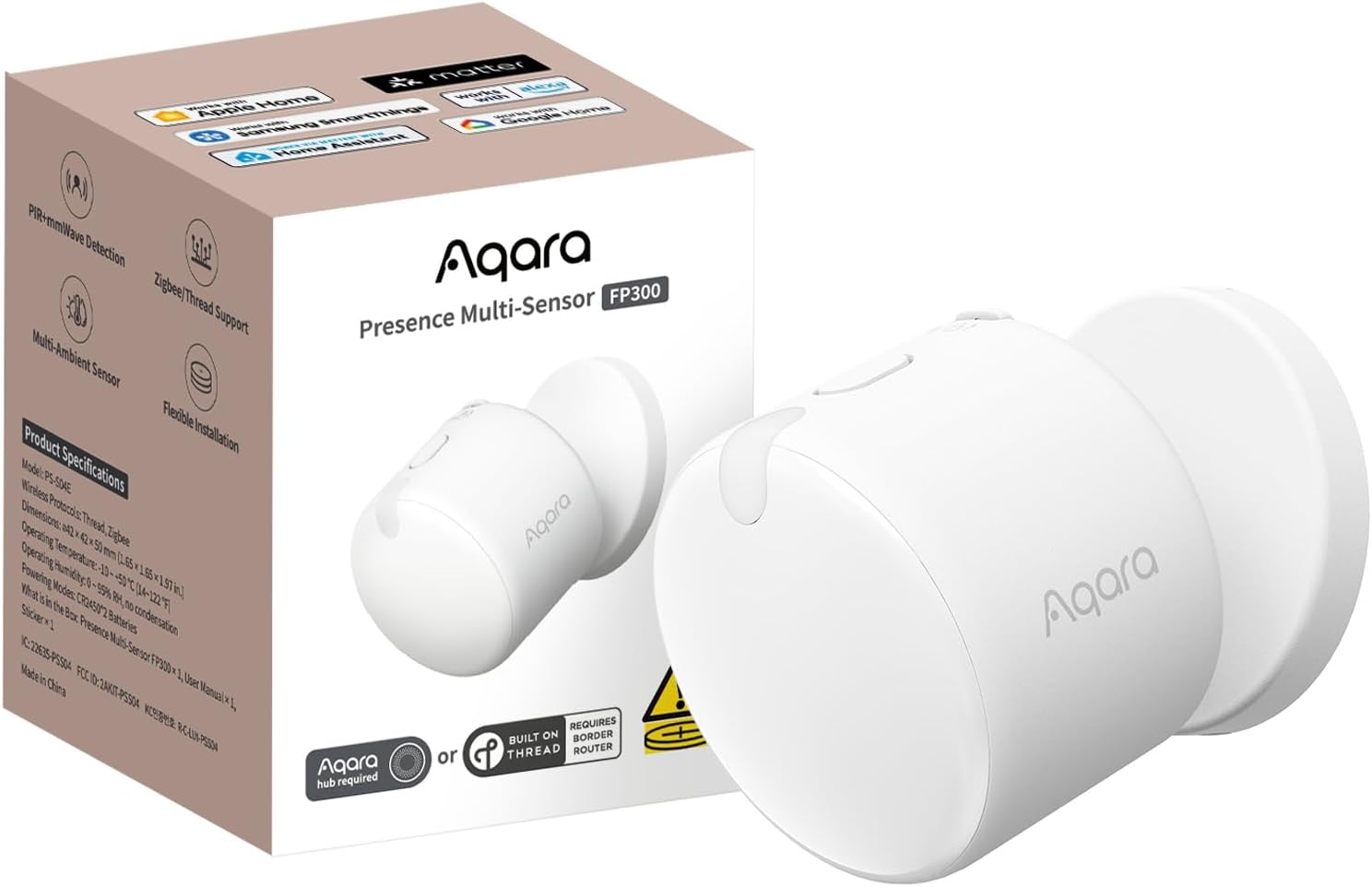 Aqara Presence Sensor FP300 Wireless 5-in-1 Motion Sensor with mmWave, PIR, Light, Temperature & Humidity Detection, Thread & Zigbee, Supports HomeKit, Home Assistant, Alexa, Google Home Aqara Presence Sensor FP300 Wireless 5-in-1 Motion Sensor with mmWave, PIR, Light, Temperature & Humidity Detection, Thread & Zigbee, Supports HomeKit, Home Assistant, Alexa, Google Home