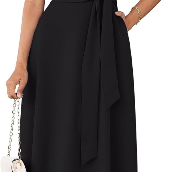 GRACE KARIN Women 2026 Work Dress Sleeveless Tie Waist Elegant Party Cocktail A Line Flowy Midi Dresses with Pockets
