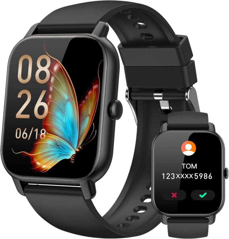 Smart Watches for Men Women, Fitness Tracker with Activity Counter/Sleep Monitor, IP68 Waterproof Smart Watch for Android iPhone iOS Compatible (Jet Black, 1.83)