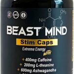 Beast Mind Extreme Energy Pills | 400mg Caffeine | 600mg Ashwagandha | 200mg Lions Mane | Increased Energy & Focus & Mood | Pre-Workout Supplement