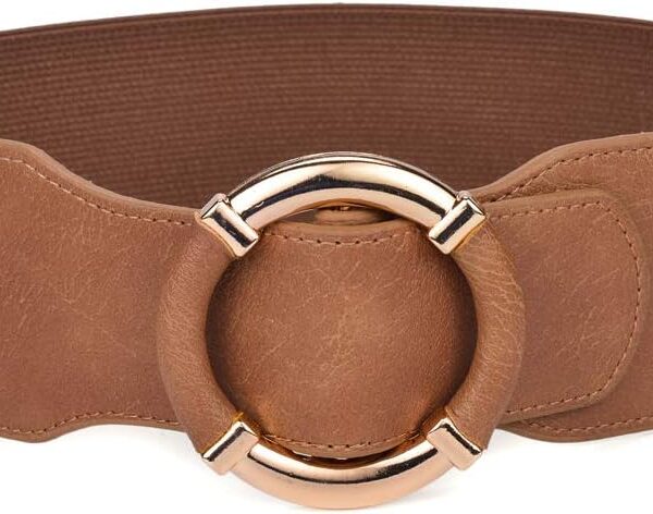 Beltox Women Elastic Belt Dress Stretchy Wide Waist Vintage Thick Cinch PU Leather