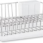 Farberware Classic Large Rust Resistant Full Dishrack with Removable 3 Compartment Flatware Caddy, Andlged Drain Board, 3-Piece, White