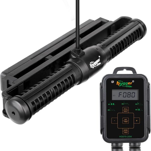 Hygger Aquarium Wave Maker - Adjustable Cross Flow Pump with LED Display Controller, Magnetic DC 24V Powerhead for Freshwater & Marine Reef Aquariums Up to 265 Gallon (25W)