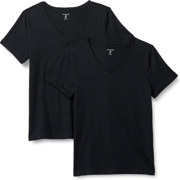 Amazon Essentials Women's Regular Fit 100% Cotton V-Neck Short Sleeve T-Shirt