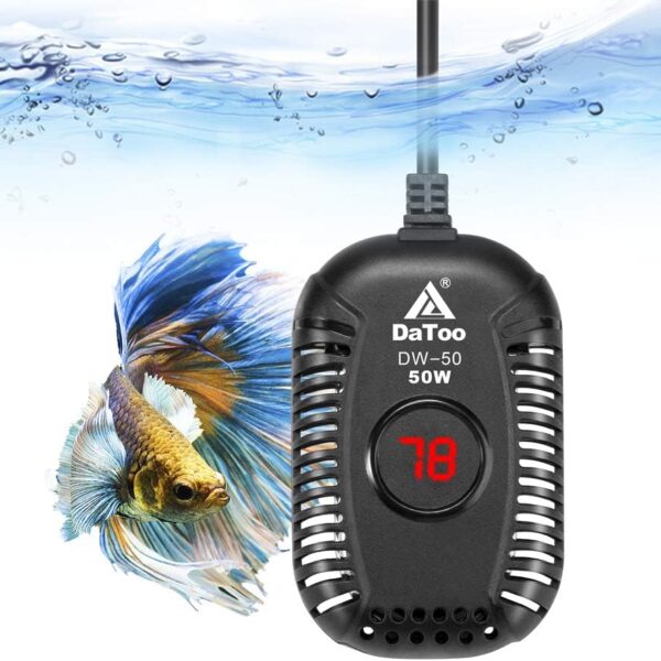 DaToo Small Aquarium Heater 50W Mini Fish Tank Heater 50 Watt Submersible with LED Temperature Display