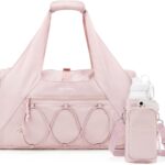 BAGSMART Gym Bag for Women, Lightweight Duffel with Shoe Compartment, Tote Bag with Wet Pocket for Yoga Travel, Pink