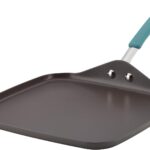 Rachael Ray Cucina Hard Anodized Nonstick Griddle Pan/Flat Grill, 11 Inch, Gray with Agave Blue Handle