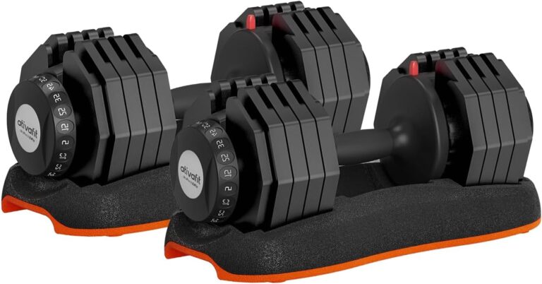ATIVAFIT Adjustable Dumbbell Set of 2, 588LB Quick Dial Free Weights with Double Safety Lock, Anti-Slip Steel Handle & Storage Box, Space Saving Home Gym Equipment for Full Body Strength Training, Suitable for Home Fitness Users