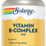 SOLARAY Vitamin B Complex 100mg - Cellular Energy, Nerve and Heart Health Support - Supplies All 8 B Complex Vitamins - Vitamin B12, B1, B2, B3, B6, Niacin, Folic Acid and Biotin - Vegan, 100 Servings