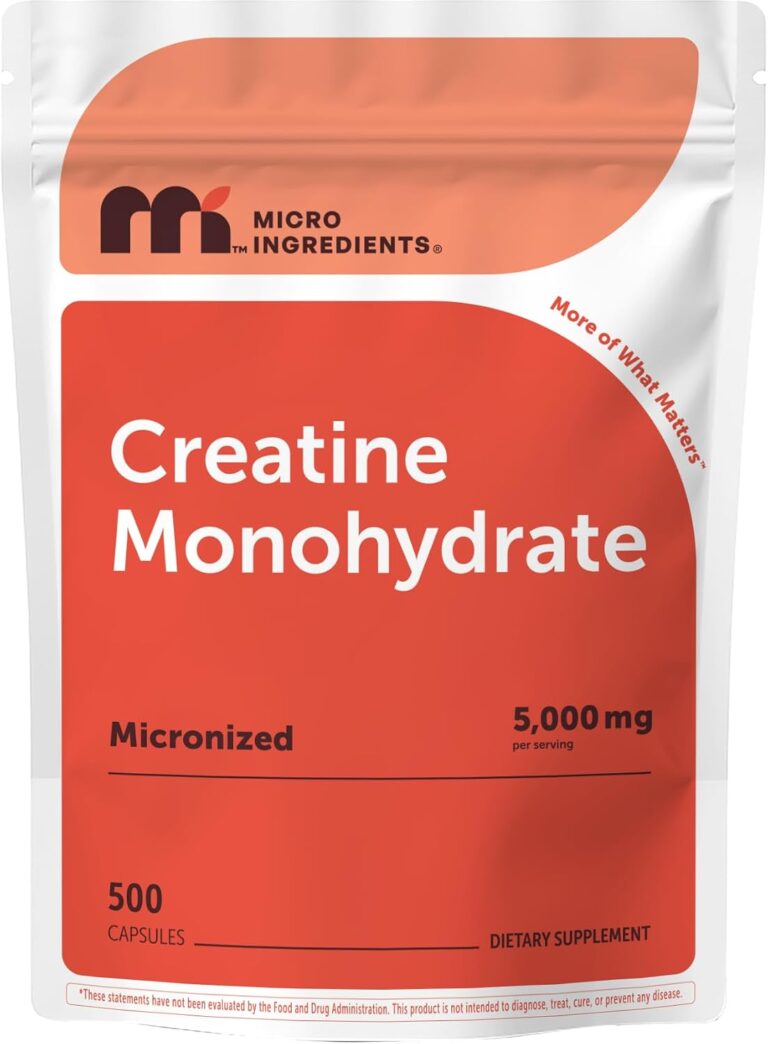 Creatine Monohydrate 5,000mg, 500 Capsules | Pure Creatine Pills  Micronized + Unflavored Powder Source, Easy Absorption | Keto, Non-GMO