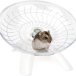 Hamster Wheel Silent Hamster Exercise Wheel Running Spinner Hamster Flying Saucer for Hamsters Gerbils Mice and Other Small Pets (White)