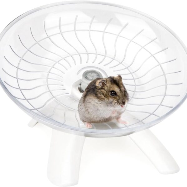 Hamster Wheel Silent Hamster Exercise Wheel Running Spinner Hamster Flying Saucer for Hamsters Gerbils Mice and Other Small Pets (White)