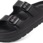Haifago Women's Platform Sandals with Arch Support, Summer Beach Slides Adjustable Buckle Comfortable Lightweight EVA Slip on Slide
