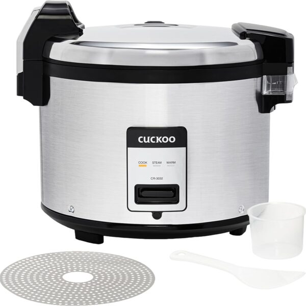 CUCKOO Commercial Rice Cooker & Warmer, Extra Large Rice Cooker 30-Cup Uncooked / 60-Cup Cooked, Professional Industrial Grain Cooker with Large Capacity, Easy One-Touch Operation, Silver (CR-3032)
