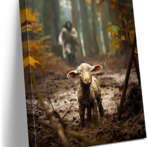 Religious wall decor for prayer room Christian wall art for Christmas decorations indoor Jesus and Lamb canvas wall prints Jesus Running After Lost Lamb Picture for home decor Baptism gifts for boys-girl serenity prayer wall art Christian gifts for Women,christians,pastor,teachers,Mother's A-333