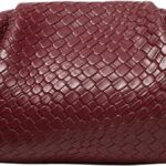 QWINEE Women's Woven Evening Bag Dumpling Clutch Purse No Strap Handbags Elegant Faux PU Leather Clutch Bag