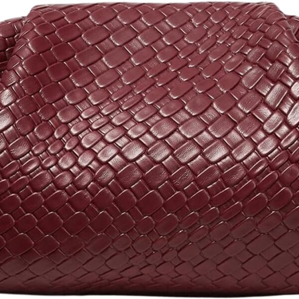 QWINEE Women's Woven Evening Bag Dumpling Clutch Purse No Strap Handbags Elegant Faux PU Leather Clutch Bag