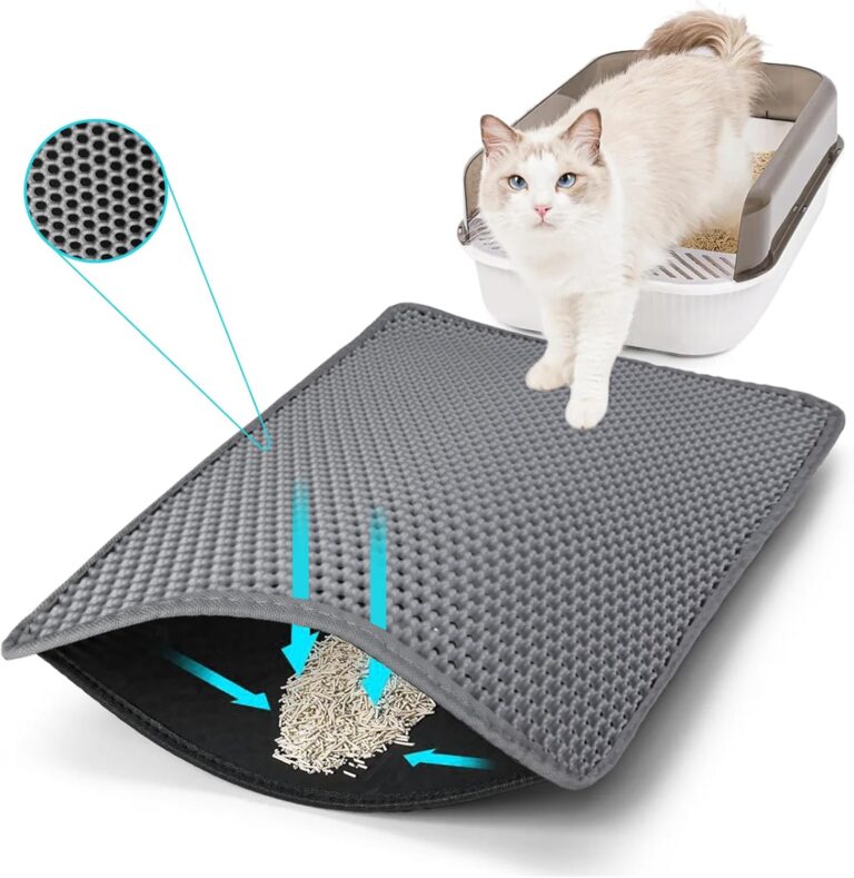 Cat Litter Mat, Kitty Litter Collector, Double Layered Honeycomb Design Waterproof, Anti Urine, Anti Slip, Easy to Clean, Limit Garbage (26"x46.5", Grey)