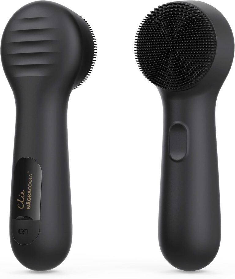 Silicone Face Scrubber, NgraCoola CLIE 2.0 Facial Cleansing Brush, Rechargeable, Waterproof Face Scrub Brush for Cleansing, Exfoliating, Massaging, Electric Facial Exfoliator for Women & Men - Black