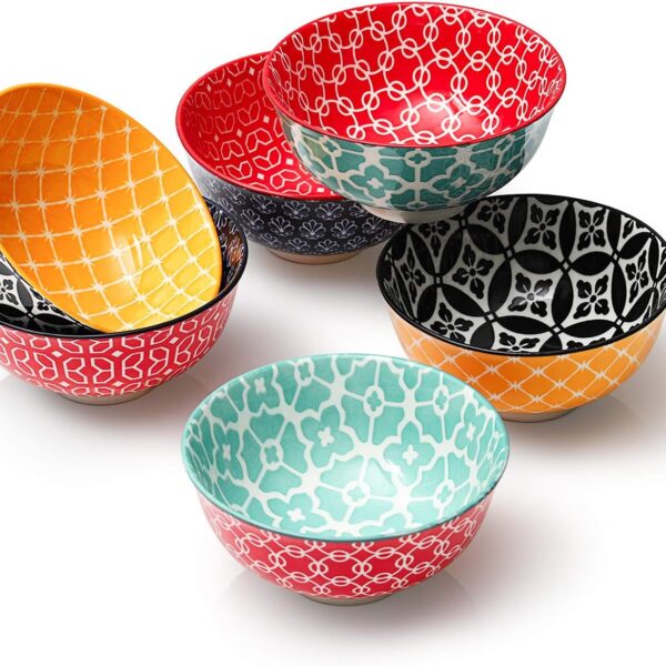 DOWAN 10 oz Small Bowls Set of 6 - Ceramic Ice Cream Bowls, Small Dessert Bowls for Cereal, Snacks, Dipping Bowl for Kirchen, Decorative Bowls, Dishware and Microwave Safe, Portion Control Bowl