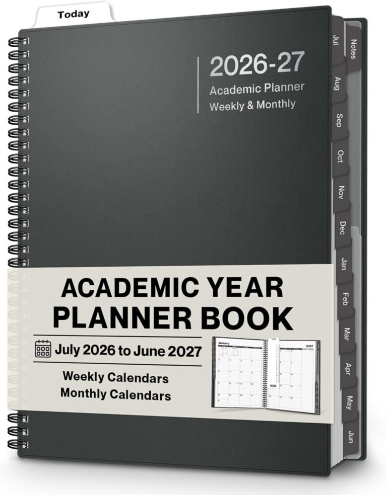 Dunwell Planner 2026-2027 8.5x11, July 2026 to June 2027, Weekly and Monthly Academic Year Planner Calendar, Flexible Cover, Wirebound, Laminated Tabs