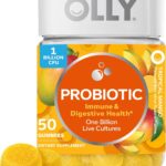OLLY Probiotic Gummy, Immune and Digestive Support, 1 Billion CFUs, Chewable Probiotic Supplement, Mango, 25 Day Supply - 50 Count
