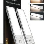 EZVALO 8" Under Cabinet Lighting, 2400mAh Rechargeable Motion Sensor Light Indoor, Mini & Slim Design, 3 Color Temps, Dimmable Magnetic Wireless Closet Lights for Kitchen, Pantry, Stairs (2 Pack)