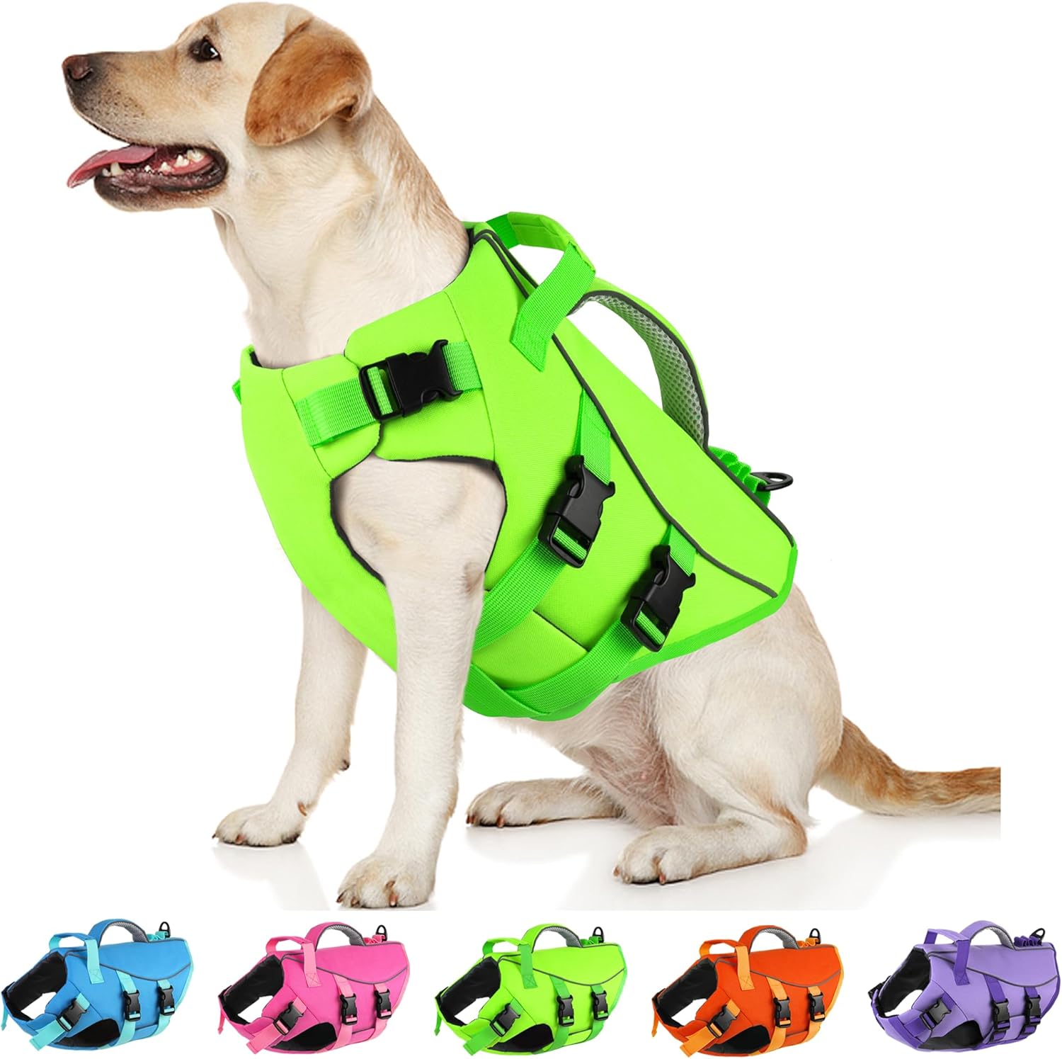 Dogcheer Dog Life Jacket with Double Rescue Handle, Reflective Dog Life Vest for Swimming Boating, Adjustable Pet Swim Vest Dog Flotation Device DFD for Small Medium Large Dogs - Green M Dogcheer Dog Life Jacket with Double Rescue Handle, Reflective Dog Life Vest for Swimming Boating, Adjustable Pet Swim Vest Dog Flotation Device DFD for Small Medium Large Dogs - Green M