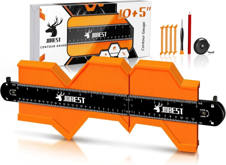 JOREST Connectable Contour Gauge (10+5 Inch), Gifts Ideas for Men Dad Handyman Husband Him, Shape Profile Duplicator with Lock, Outline Angle Measuring Tool, Template Tool, Tile Flooring, Scribe Edge