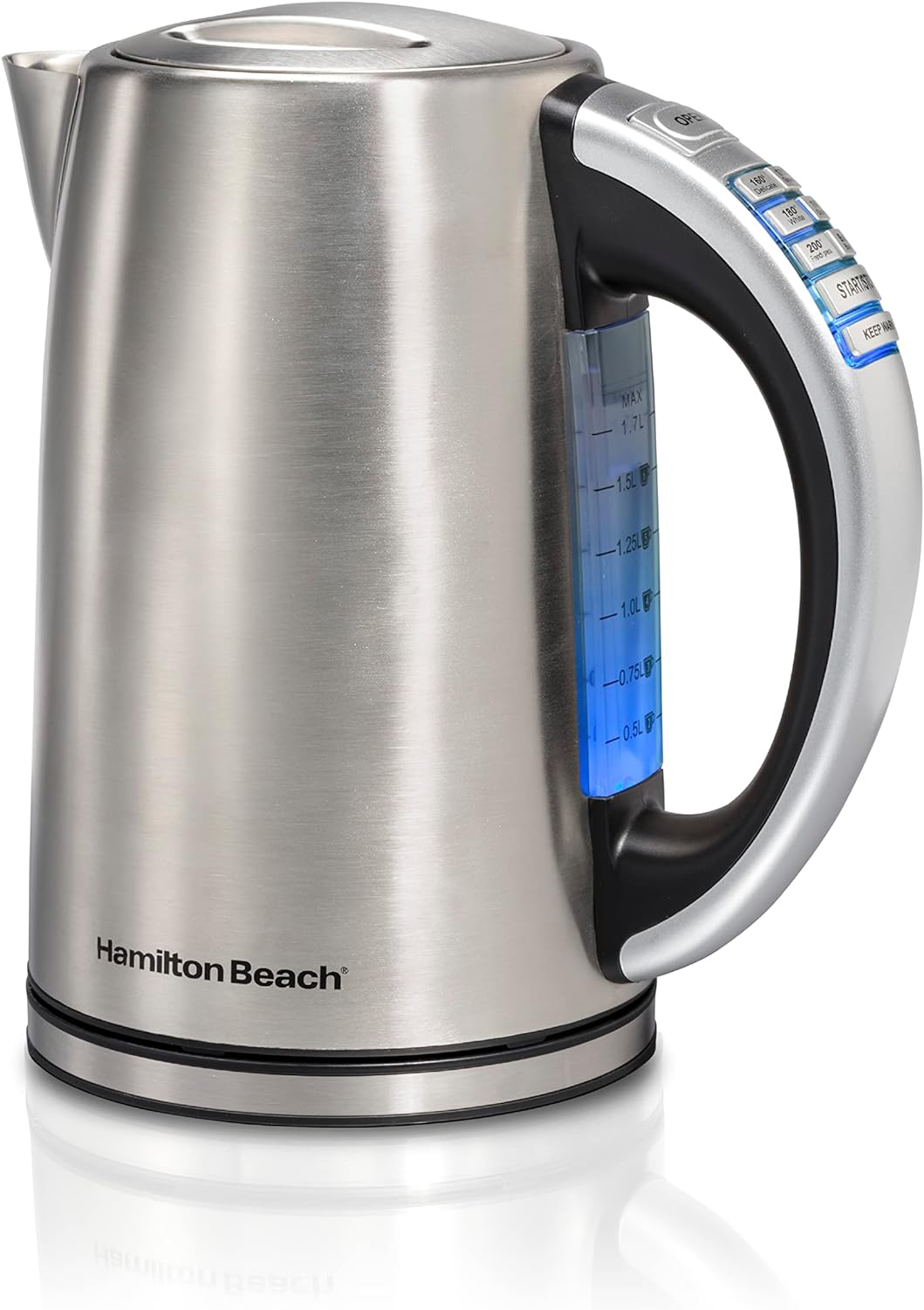 Hamilton Beach 1.7 Liter Temperature Control Electric Kettle, Water Boiler & Heater, Fast Boiling 1500 Watts, BPA Free, Cordless, Auto-Shutoff and Boil-Dry Protection, Stainless Steel (41020R) Hamilton Beach 1.7 Liter Temperature Control Electric Kettle, Water Boiler & Heater, Fast Boiling 1500 Watts, BPA Free, Cordless, Auto-Shutoff and Boil-Dry Protection, Stainless Steel (41020R)