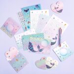 WERNNSAI 69 PCS Stationery Letter and Envelopes, Mermaid Kids Stationery Set, Letter Writing Paper and Envelope Set Christmas Birthday Gifts for Girls with Greeting Cards Stickers Ballpoint Pen