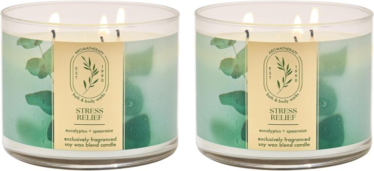 Bath & Body Works Eucalyptus Spearmint 3-Wick Candle - Scented Candle for At-Home Use - Long-Lasting, Room-Filling Fragrance - High Fragrance Oil Concentration - Soy Wax Blend - 2-Pack