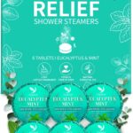 Shower Steamers Aromatherapy - 6 Pack Pure Eucalyptus & Mint Essential Oil Tablets, Daily Home Spa Shower, Self-Care & Relaxation Gift Set for Women & Men, Calming Aromatherapy, Handmade
