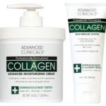 Advanced Clinicals Collagen Cream Body Lotion & Face Moisturizer | Skincare Anti Aging Collagen Lotion For Women, Men, Hand, & Neck Improves Look Of Crepe Skin & Uneven Dry Skin, 16Oz + Travel Size