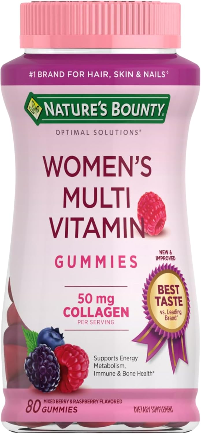 Nature's Bounty Optimal Solutions Women's Multivitamin, Immune and Cellular Energy Support, Bone Health, Raspberry Flavor, 80 Gummies, 40 Total Servings Nature's Bounty Optimal Solutions Women's Multivitamin, Immune and Cellular Energy Support, Bone Health, Raspberry Flavor, 80 Gummies, 40 Total Servings
