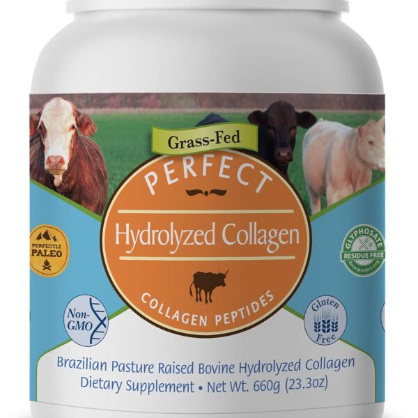 Perfect Supplements  Unflavored Hydrolyzed Collagen Powder for Men and Women - Collagen Peptides - Mix in Hot Cold Liquids, Grass Fed, Easy Absorption, 660 Grams