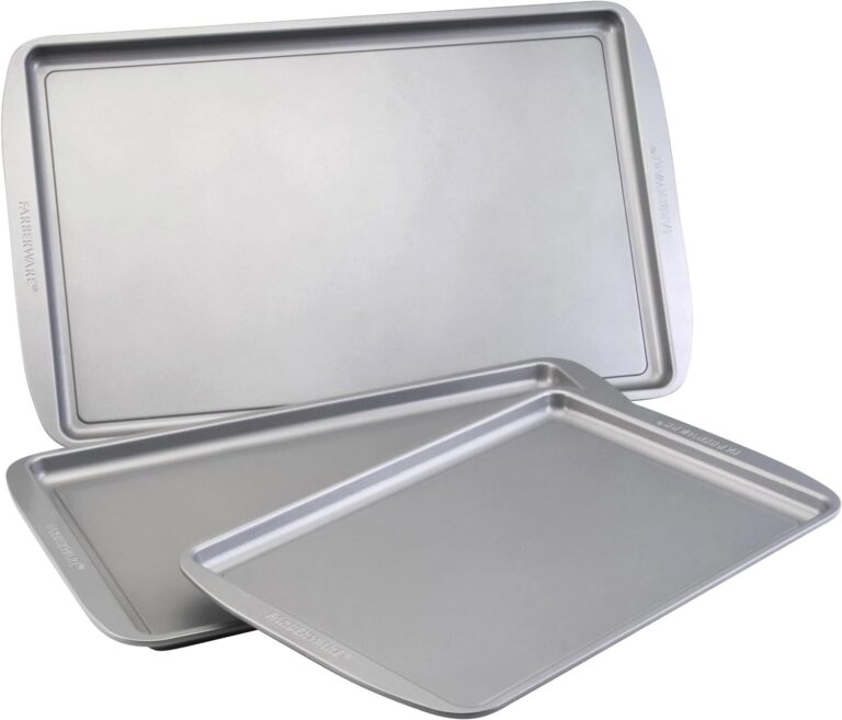 Farberware Nonstick Bakeware 3-Piece Cookie Pan Set, Baking Sheet Set, Gray