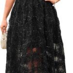 EYWOL Formal Wedding Guest Cocktail Plus Size Dress M-3XL, Floral Embroidered, Hide Tummy A-Line for Curvy Women