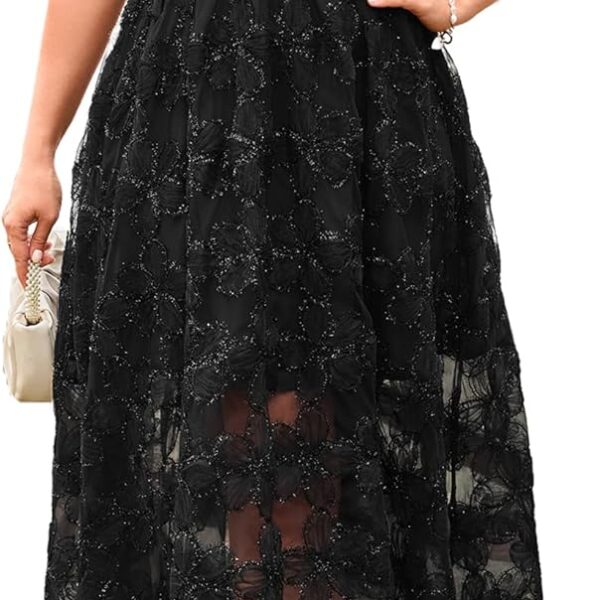 EYWOL Formal Wedding Guest Cocktail Plus Size Dress M-3XL, Floral Embroidered, Hide Tummy A-Line for Curvy Women