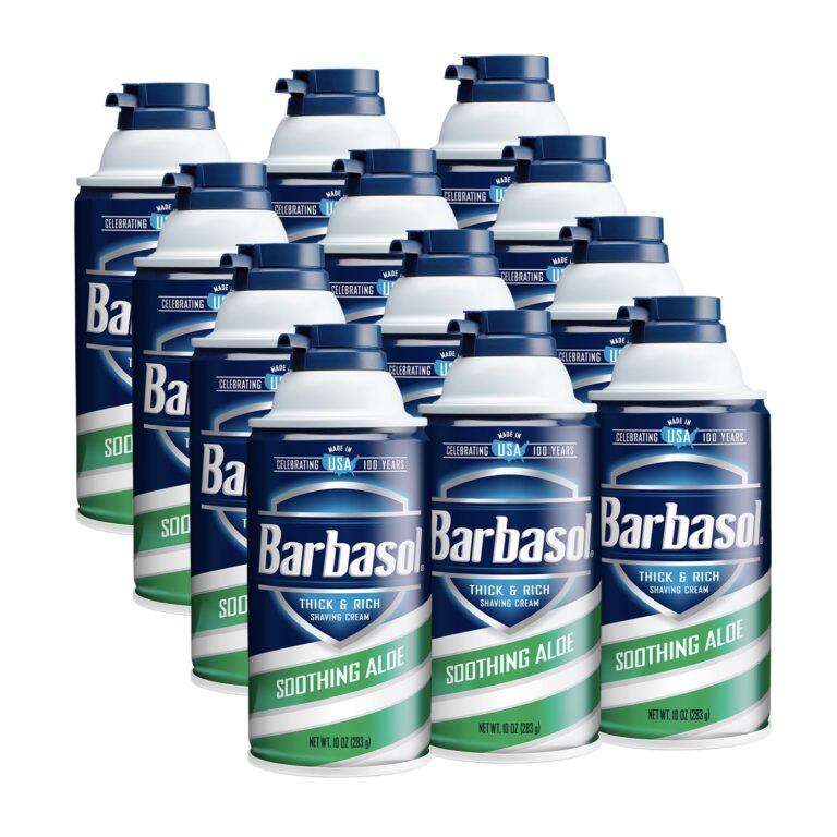 Barbasol Soothing Aloe Thick & Rich Shaving Cream | Shaving Foam for All Skin Types, Soothes and Restores, Hydrating, Non-Greasy, USA Made, Fresh Scent, 10 OZ (Bulk Pack of 12)