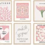 QIAOMICS Pink Flower Market Wall Art Prints,Cute Matisse Wall Decor Aesthetic,Colorful Exhibition Posters Wall Decor Posters for Bedroom,Dorm (8"10" Unframed)