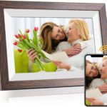 Frameo 10.1 Inch WiFi Digital Picture Frame with Frameo App, IPS Touch Screen HD Electronic Digital Photo Frame, Share Photos & Videos Instantly, Auto-Rotate Digital Picture Frame, Brown Wood