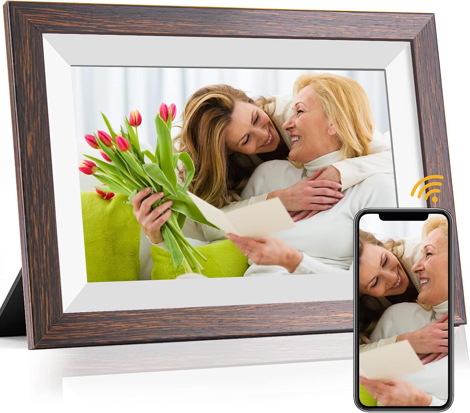 Frameo 10.1 Inch WiFi Digital Picture Frame with Frameo App, IPS Touch Screen HD Electronic Digital Photo Frame, Share Photos & Videos Instantly, Auto-Rotate Digital Picture Frame, Brown Wood Frameo 10.1 Inch WiFi Digital Picture Frame with Frameo App, IPS Touch Screen HD Electronic Digital Photo Frame, Share Photos & Videos Instantly, Auto-Rotate Digital Picture Frame, Brown Wood